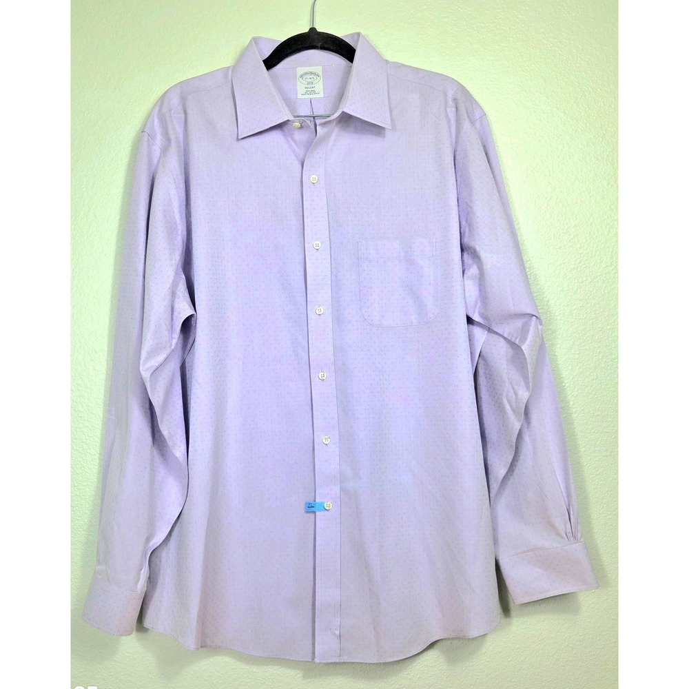 Brooks Brothers 1818 Regent Dress Shirt 17 4/5 Purple Diamond Non-Iron Cotton